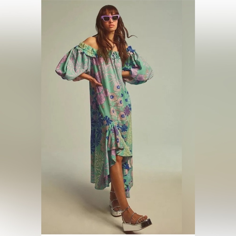 Anthopologie- OOPSCOOL OFF-THE-SHOULDER PRINTED DRESS